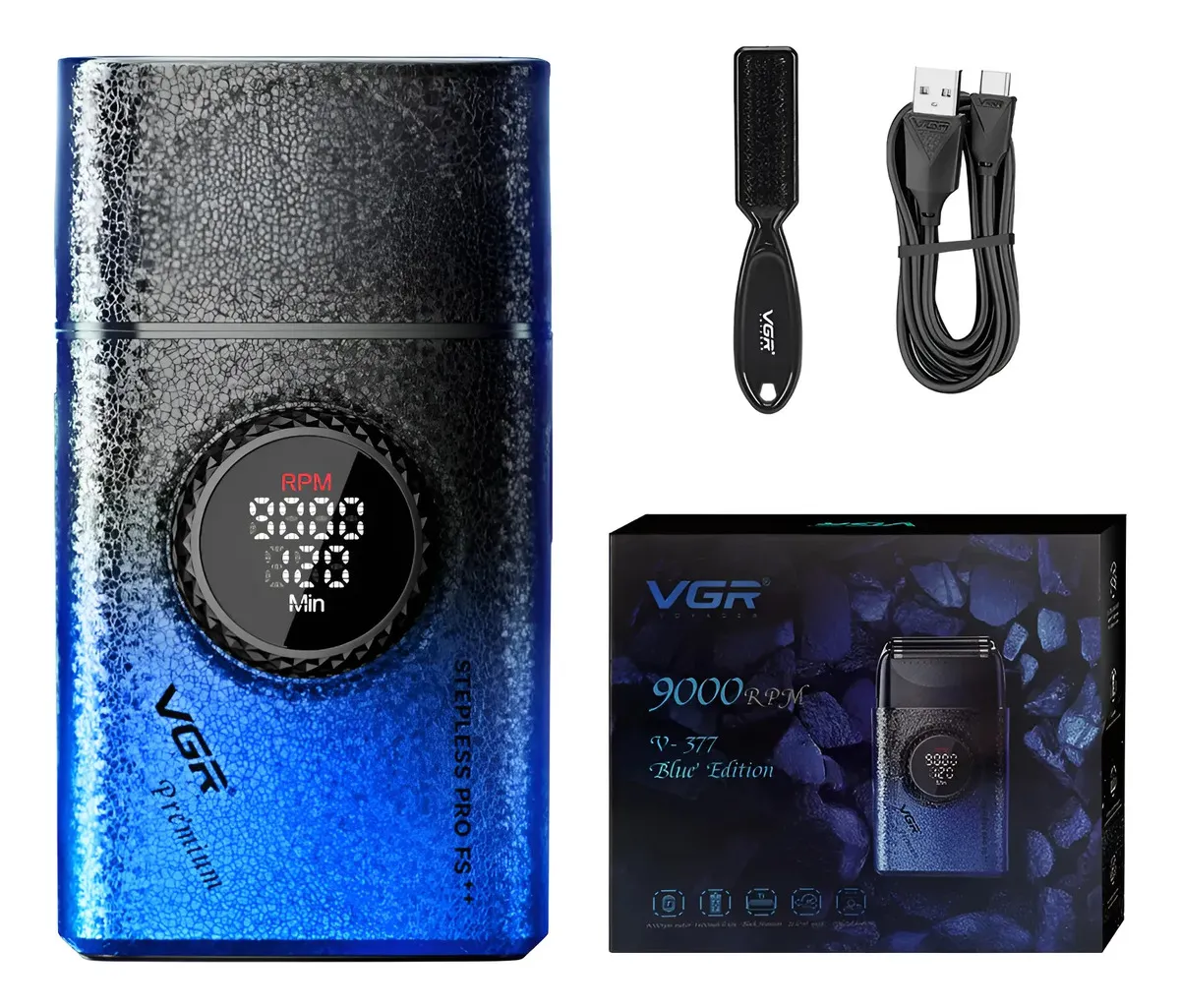 Rasuradora Vgr V-377 Titanio 9000 Rpm Usb Color Azul Azul
