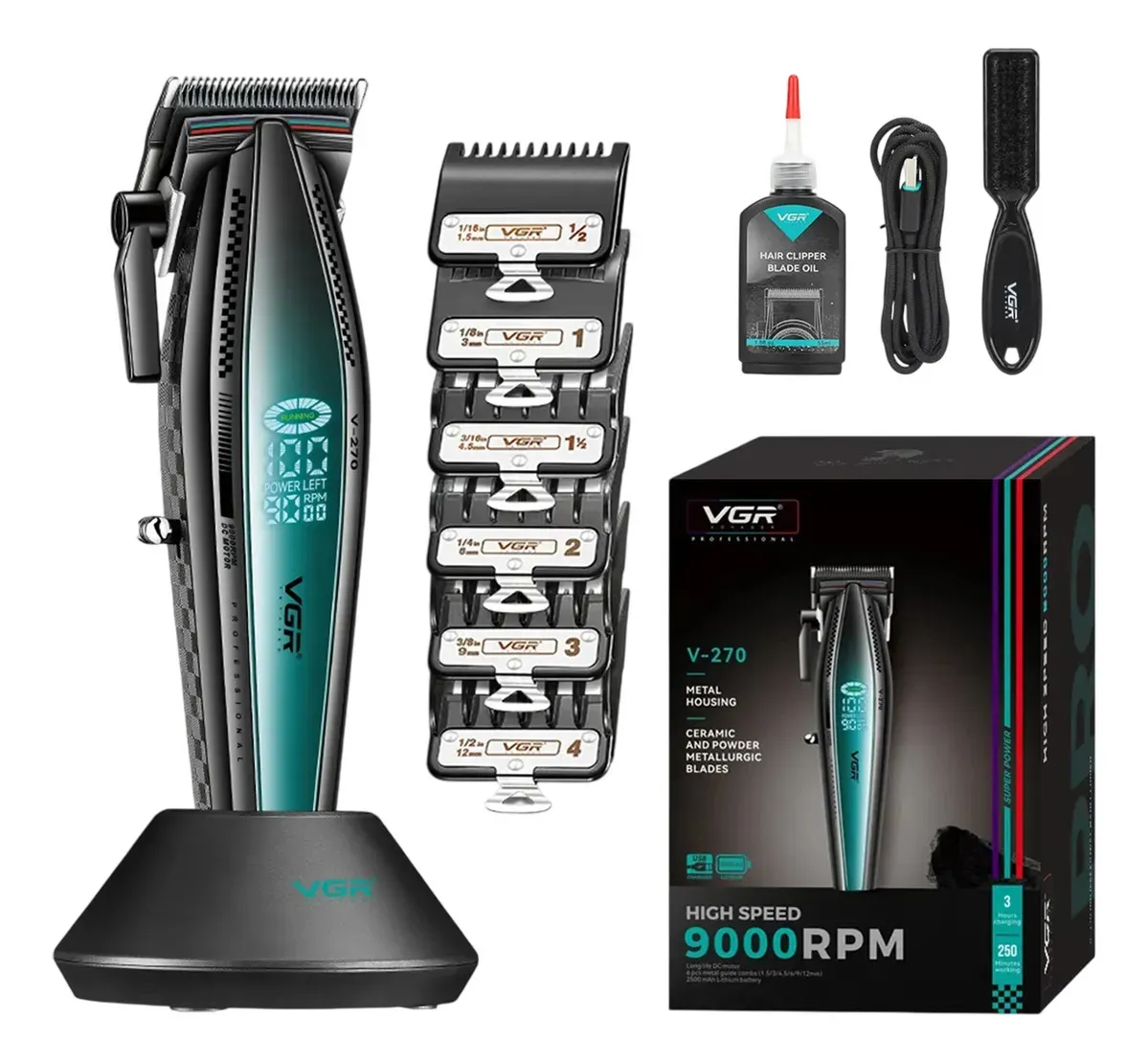 Máquina De Cortar Pelo Pro Vgr V-270 Metal 9000rpm Azul
