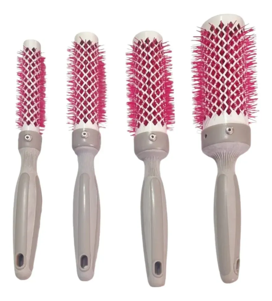 Cepillos De Brushing Con Cerdas Rosas 4 Unid Rosa