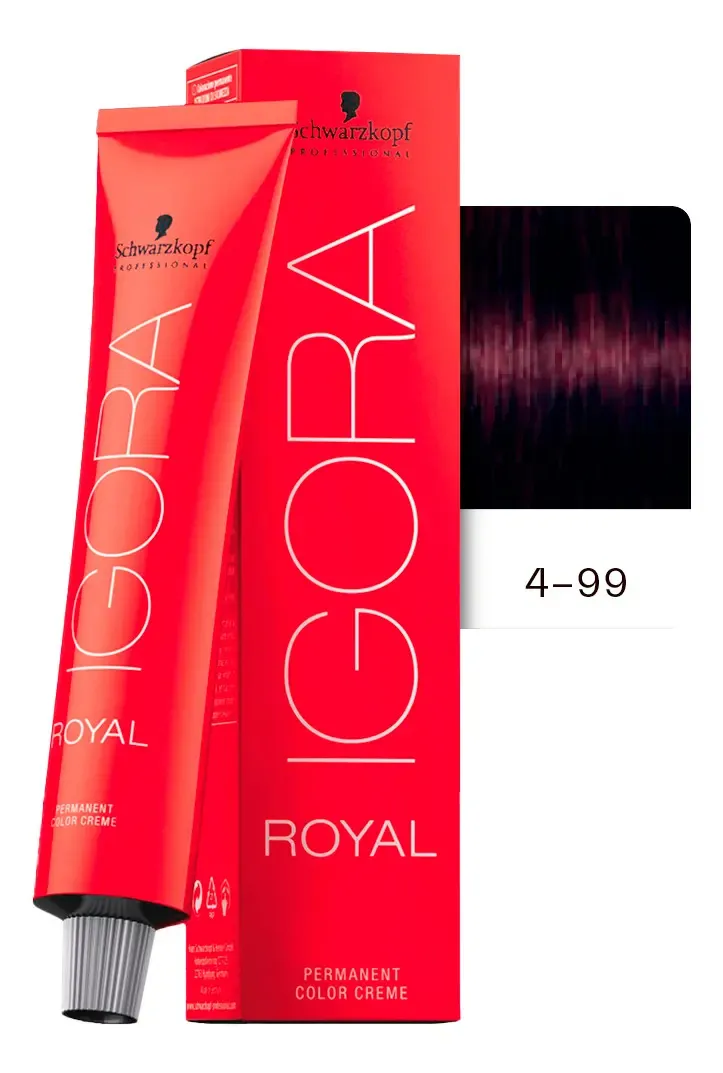 Tinte Permanente En Crema Igora Royal Tubo De 60g Tono 4-99 1