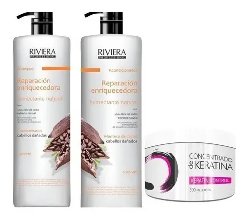 Pack Reparador Shampoo Acondicionador Riviera + Keratina