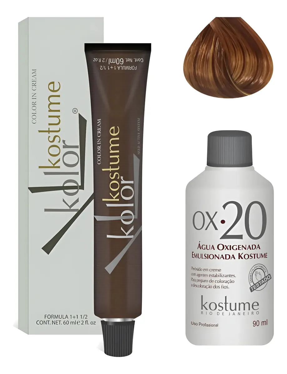Tinta Kostume Kolor 6.34 Rubio Oscuro Dorado Cobrizo 60ml 1a 1
