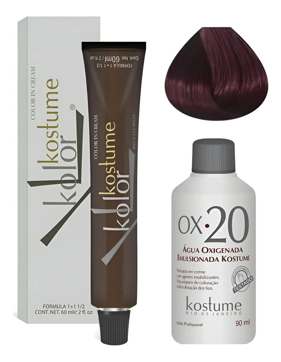 Tinta Kostume Kolor 5.20 Castaño Claro Violeta Intenso 60ml 5.20 Castaño Claro Violeta Intenso