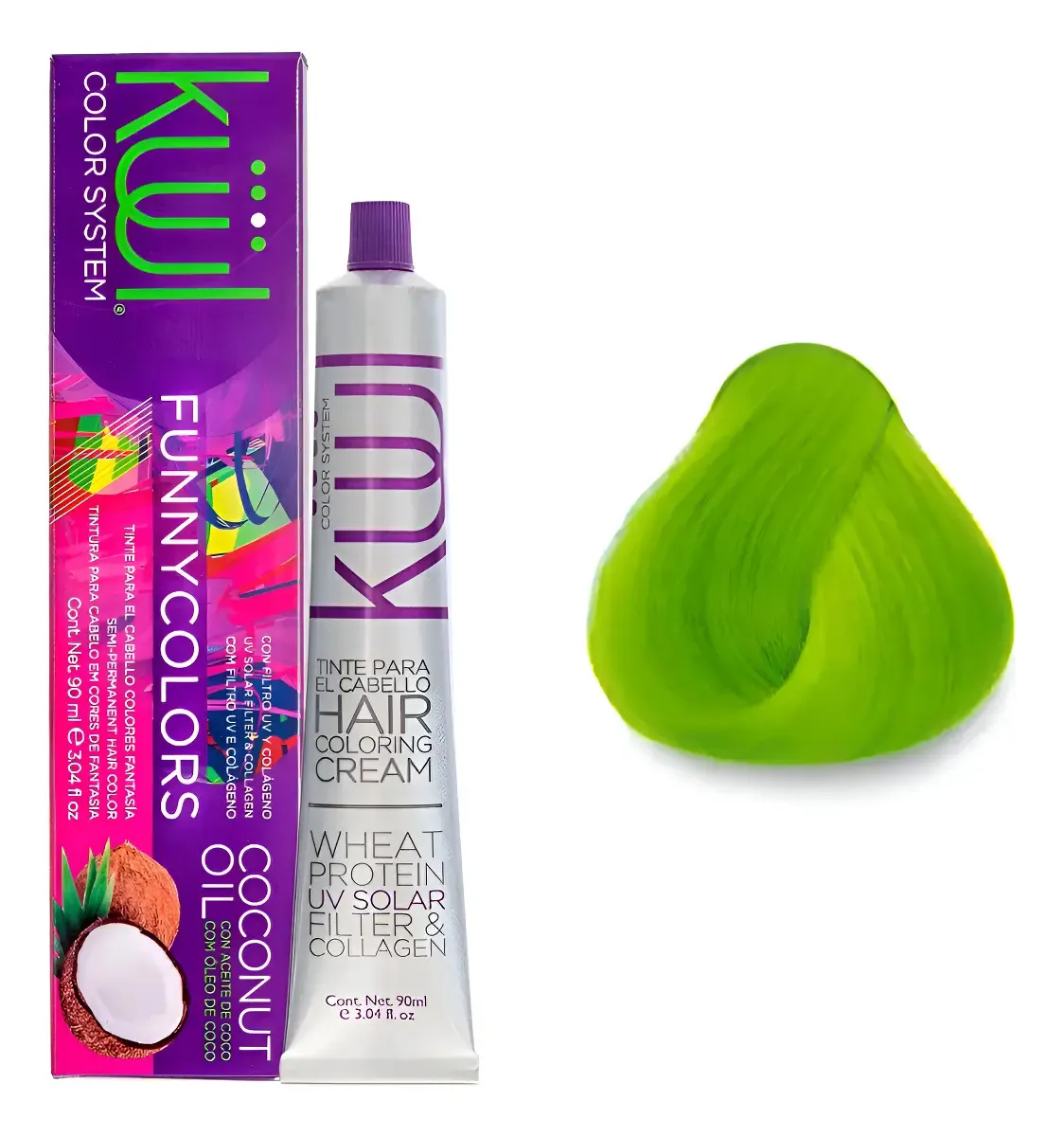Tinta Kuul Fantasia Color Funny Verde Neón 90ml  Verde Neón 1