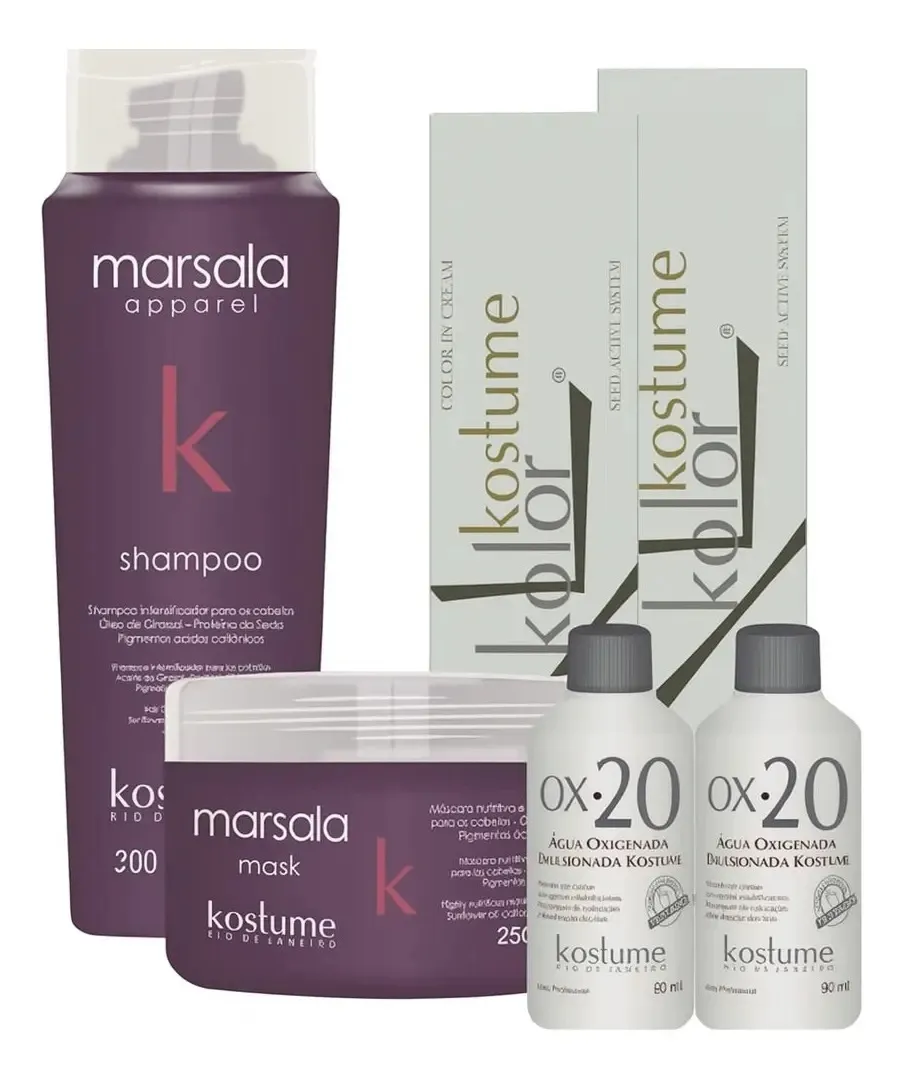 Kit Completo Color Marsala Kostume 2tinta+2oxi+mantenimiento 1