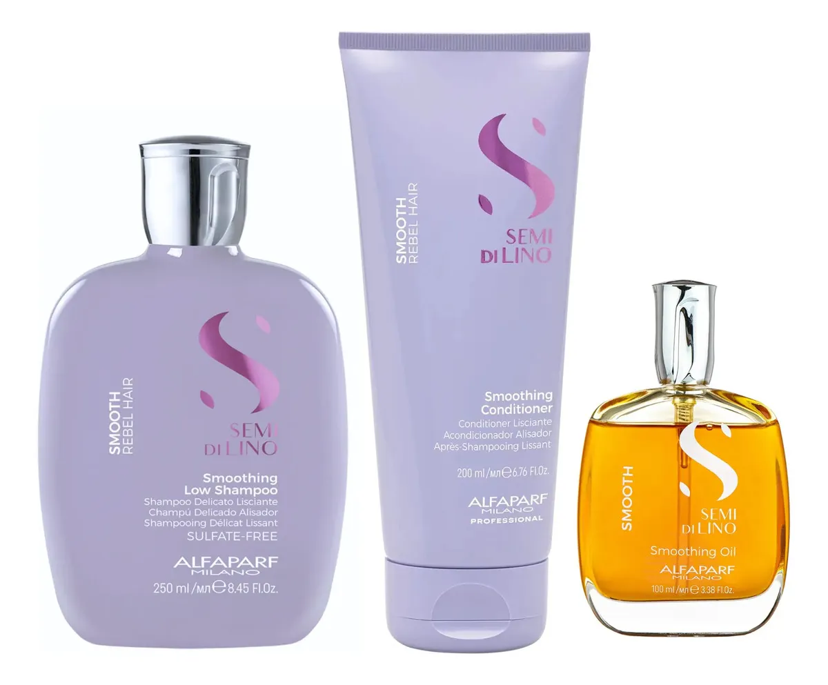 Kit Alfaparf Shampoo, Acondicionador Y Oleo Smoothing