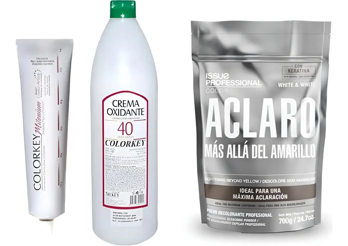 Kit Platinado , Decolorante , Tinta Y Oxidante Plata 1