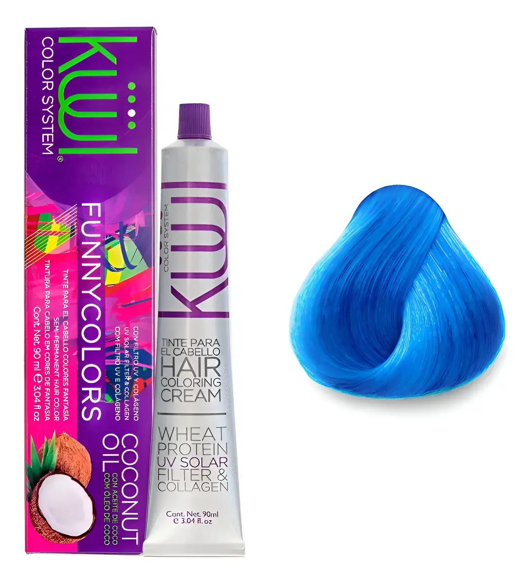 Tinta Kuul Fantasia Color Funny Azul Neón 90ml  Azul Neón 1