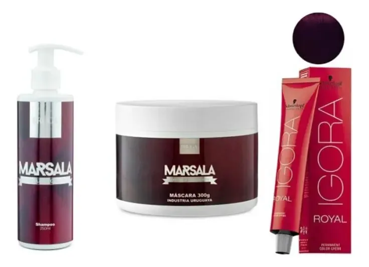 Kit Shampoo, Mascara Bruga Marsala Y Tinta Igora Royal 4.99