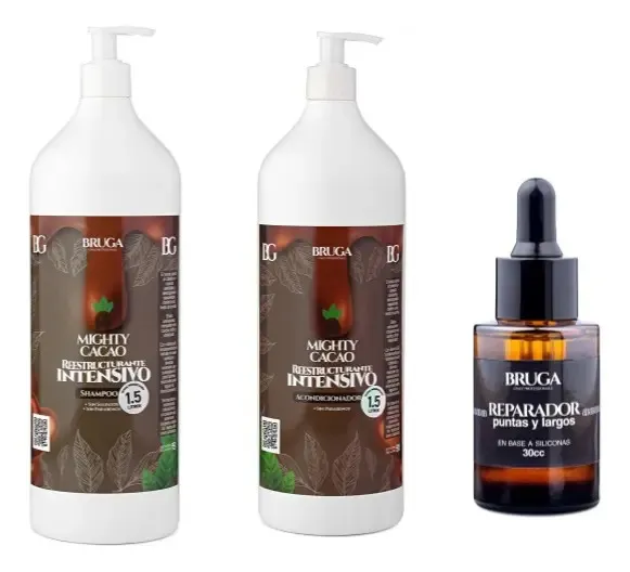 Pack  Shampoo, Acond. Reparador 1.5l Y Oleo 30ml Bruga 1