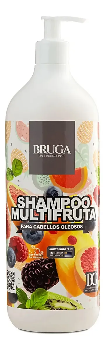 Shampoo Multifruta Bruga Para Cabellos Grasos 1litro 1