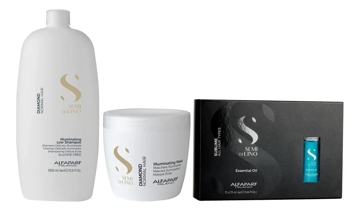 Shampoo 1l+ Mascara 500ml +caja De Ampollas Alfaparf Diamond