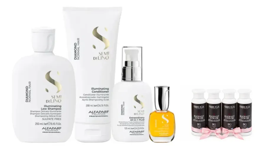 Kit Alfaparf Shampoo, Acond., All-in-1 Fluid, Cristalli 30ml