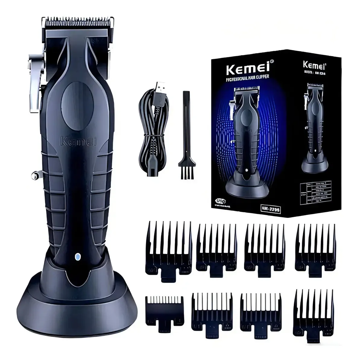 Cortadora De Pelo Kemei Km-2296 Km-2286 Negra Negro