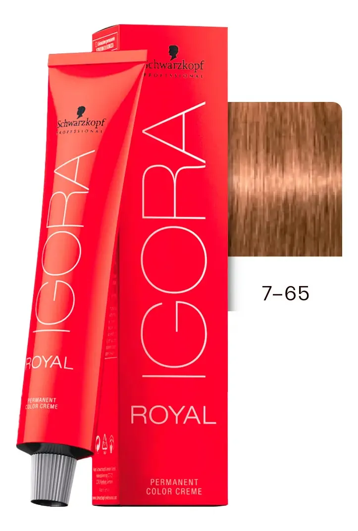 Tinte Para Cabello En Crema Igora Royal Profesional 60g 7-65 Rubio Medio Chocolate Dorado