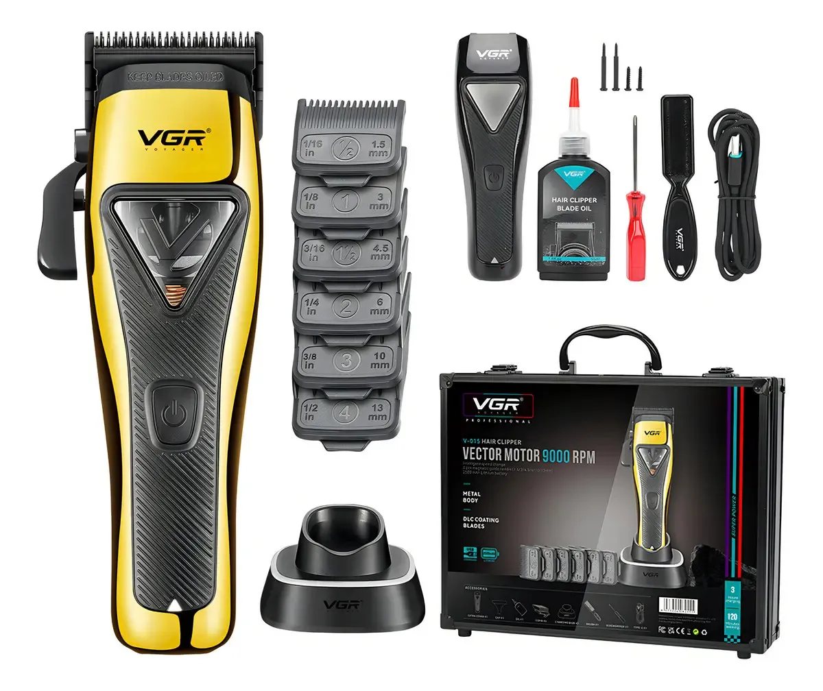 Máquina Cortar Pelo Profesional Vgr V-015 Motor Vector 9000 Color Dorado