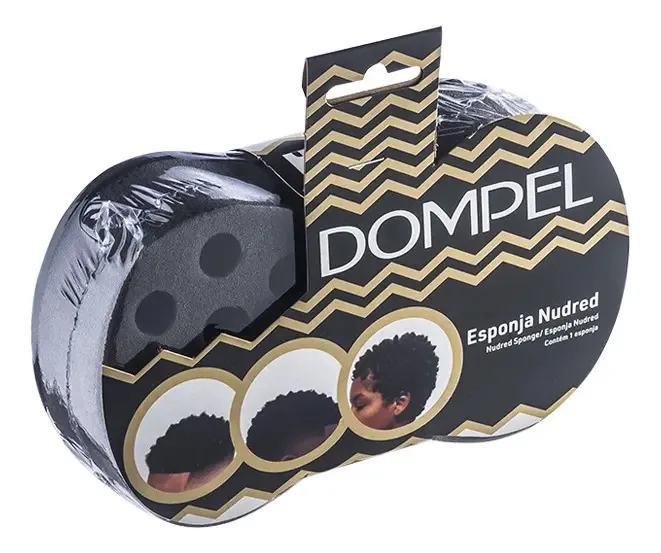 Esponja Cabello Afro Barberia Peluquería Dompel Color Negro